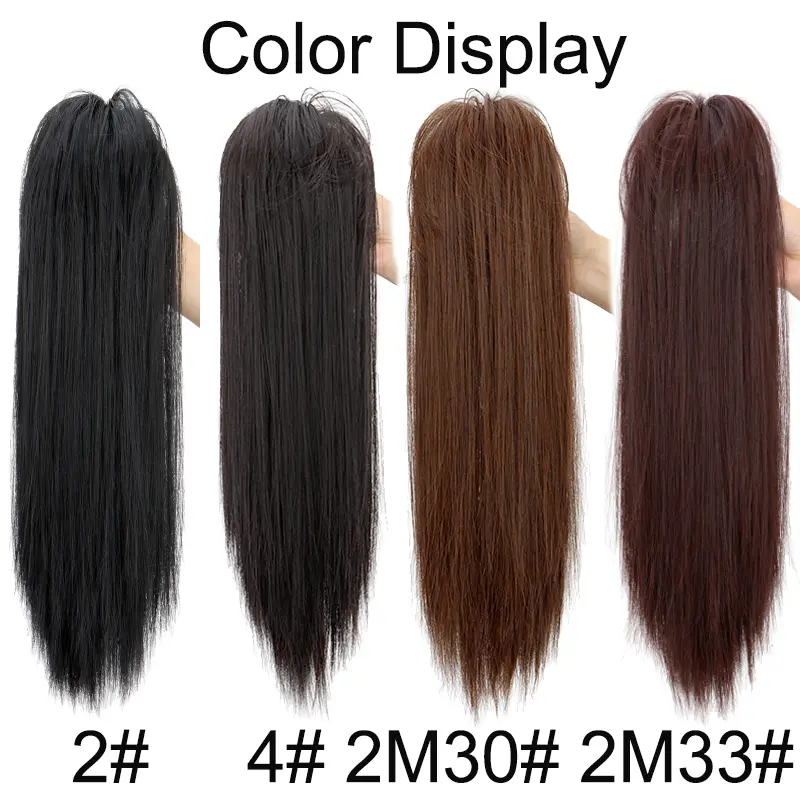 WIGSIN 18Inch Synthetic Waterfall Long Straight Black-Brown Claw Clip in Ponytail Extension for Women Everyday Use