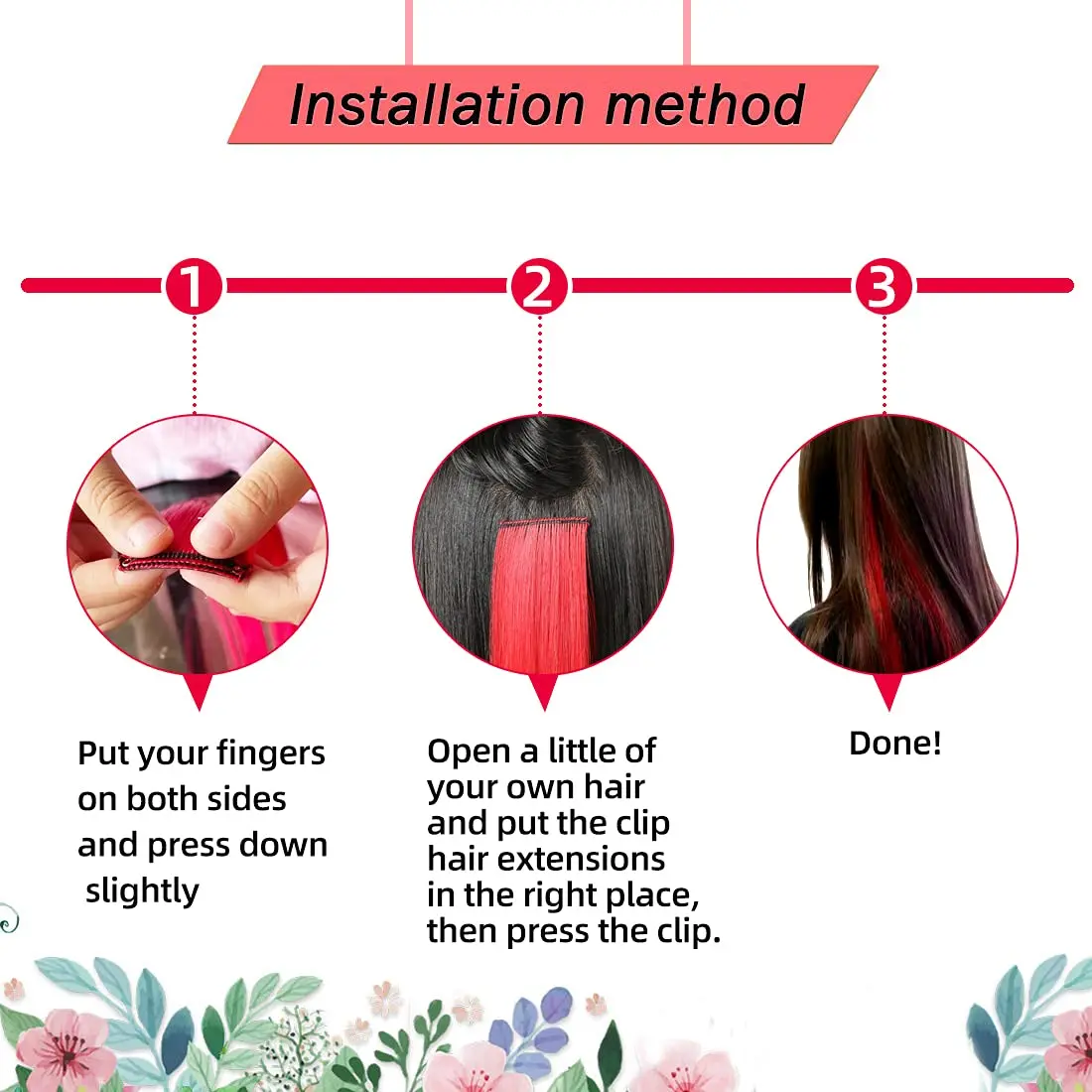 Synthetic 5PCS Colorful Hair Extensions Party Highlights Colorful Clip in Hair Extensions Straight Hairpieces for Women Girls