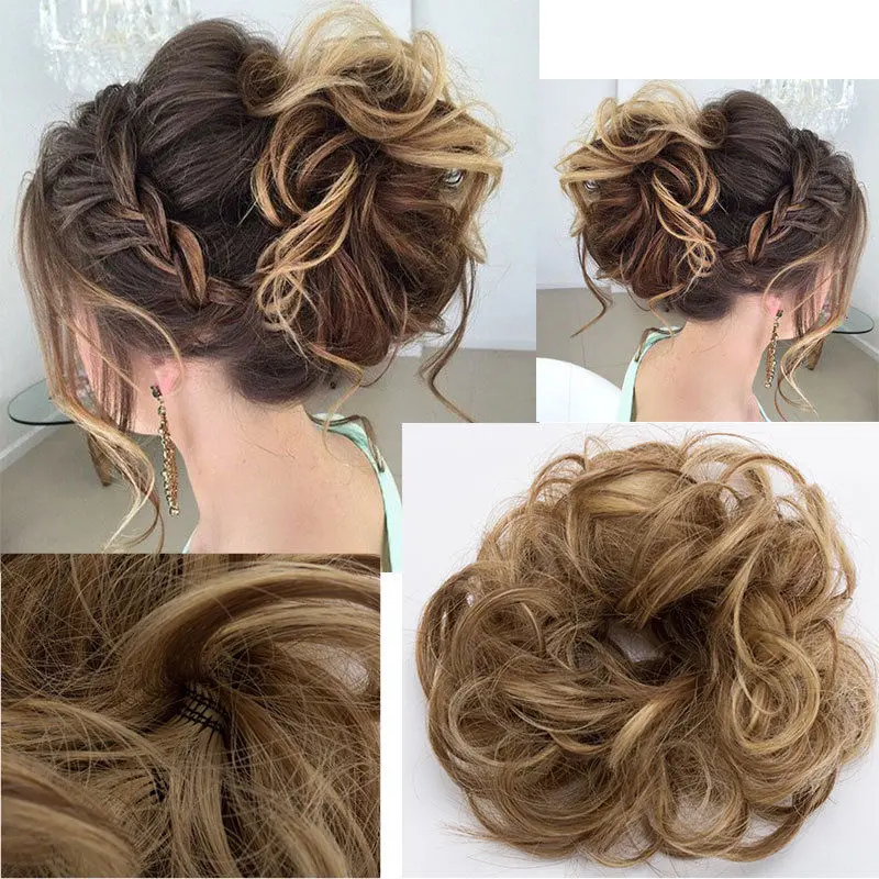 S-noilite Synthetic Elastic Band With Hair Curly Chignon Hair Women Drawstring Ponytail Hairpieces Black Brown Blonde Hairpiece