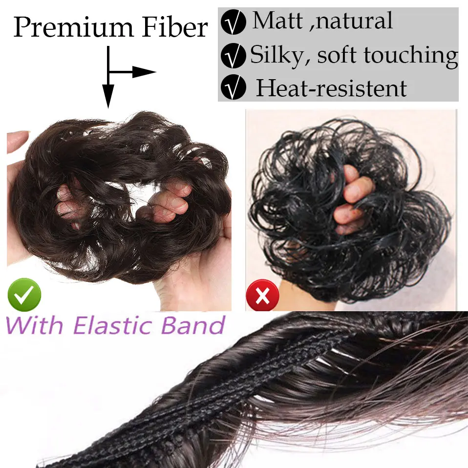 S-noilite Synthetic Elastic Band With Hair Curly Chignon Hair Women Drawstring Ponytail Hairpieces Black Brown Blonde Hairpiece