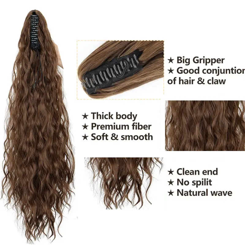 26 inch Synthetic Long Claw Clip in Ponytail Extension  Hairpiece  Wavy Hair Extension  Ponytail Hairpieces for Women