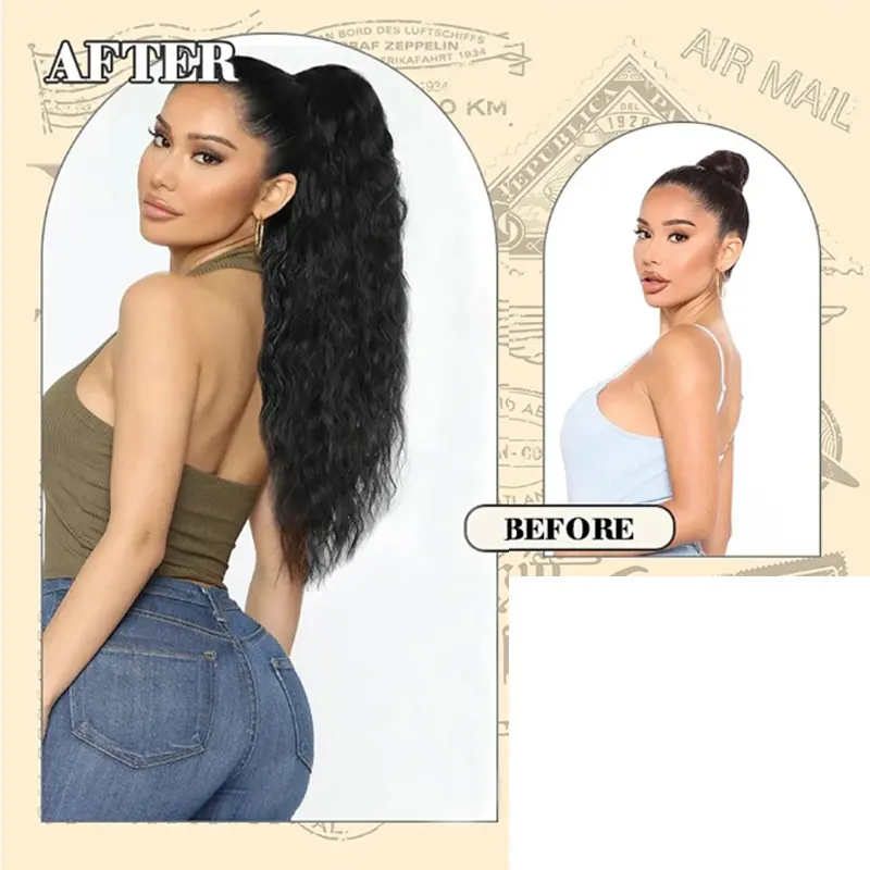 26 inch Synthetic Long Claw Clip in Ponytail Extension  Hairpiece  Wavy Hair Extension  Ponytail Hairpieces for Women