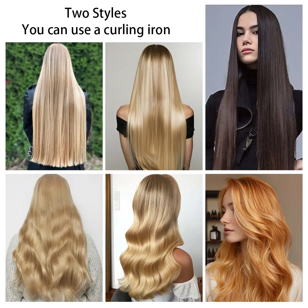 24 inches Synthetic Long Straight Hairstyle 16 Clips 6Pcs/Set Hair Extensions Blonde Black Hairpieces Heat Resistant For Women