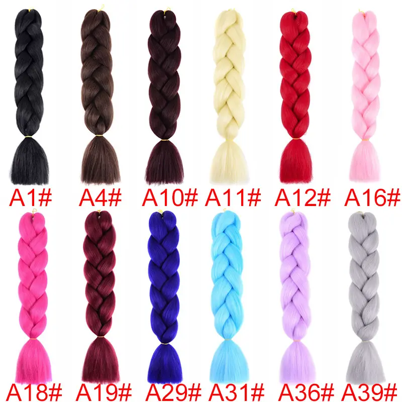 24Inch Synthetic Jumbo Braid Pre Stretched Braiding Hair Extension Ombre Black Pink Blue Hairpiece for Women