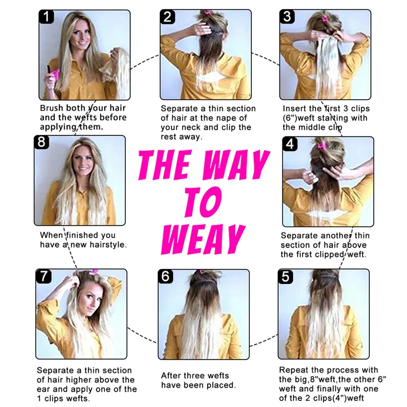 24 Inch Synthetic Clip In Hair Extensions 6PCS Hair 16 Clip Extensions  Long Straight  On Hairpieces For Women Girls