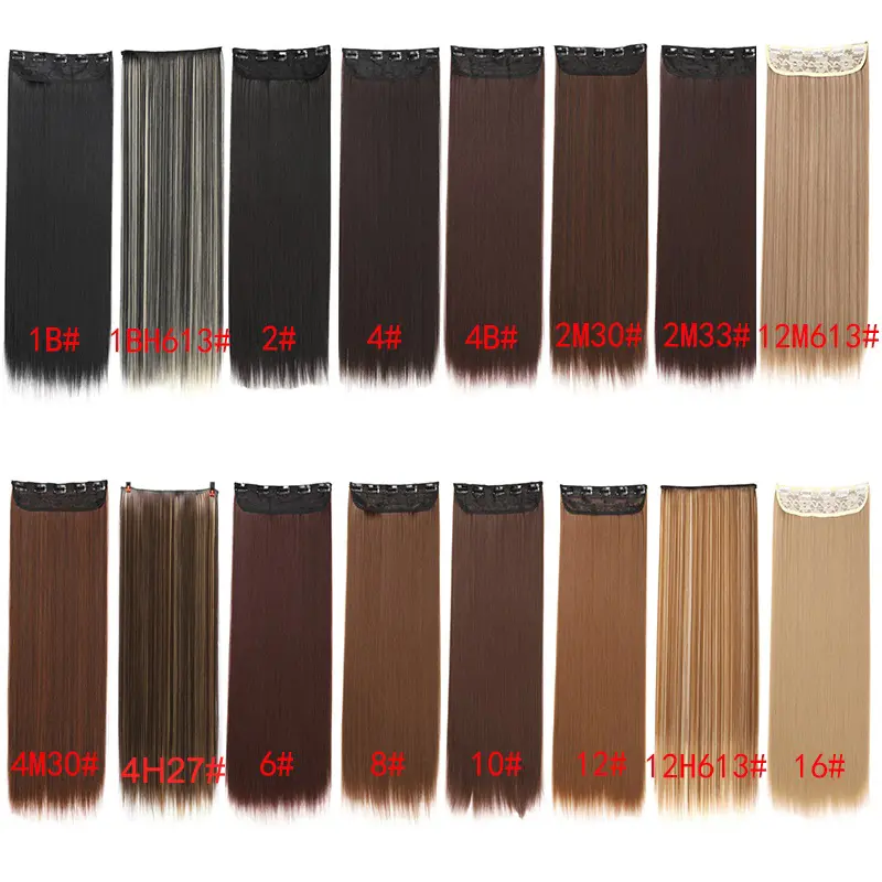 Synthetic 5-Clip One Piece Invisible Hair Extensions Long Straight 24Inch Heat Resistant Hairpiece for Women