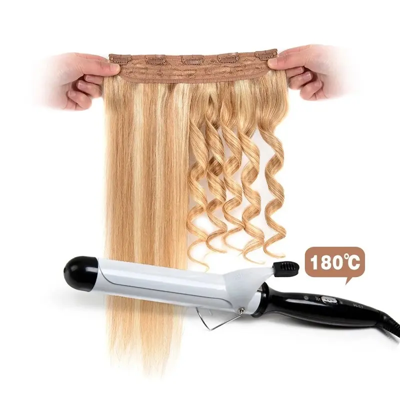 Synthetic 5-Clip One Piece Invisible Hair Extensions Long Straight 24Inch Heat Resistant Hairpiece for Women
