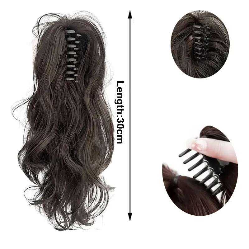 12Inch/30CM Synthetic Claw Clip In Ponytail Hair Extensions Short Curly Claw Clip Ponytail For Women Hair Extension Hairpiece