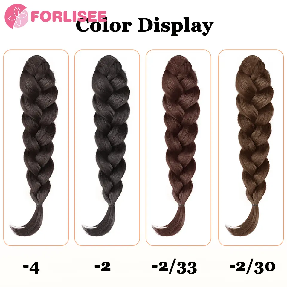 Synthetic Long Claw Clip On Bow Braid Ponytail Hair Extensions Heat Resistant Pony Tail Hair piece For Women Daily Party