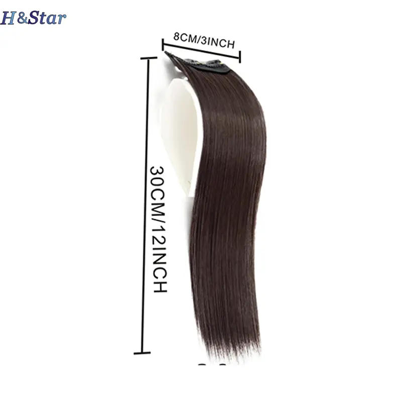 H&STAR 30cm Synthetic Short Straight Pad Invisible Hair Extension Lining of Hair Top Side Cover Hairpiece for Women
