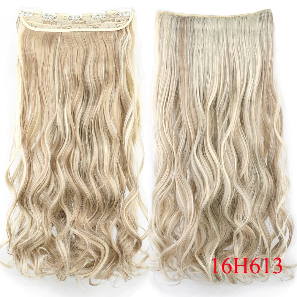 Soowee 24'' 28'' Synthetic Hair Charms Clip In Hair Extensions Dirty Blonde Fake Brown Curly Hair Pieces for Women