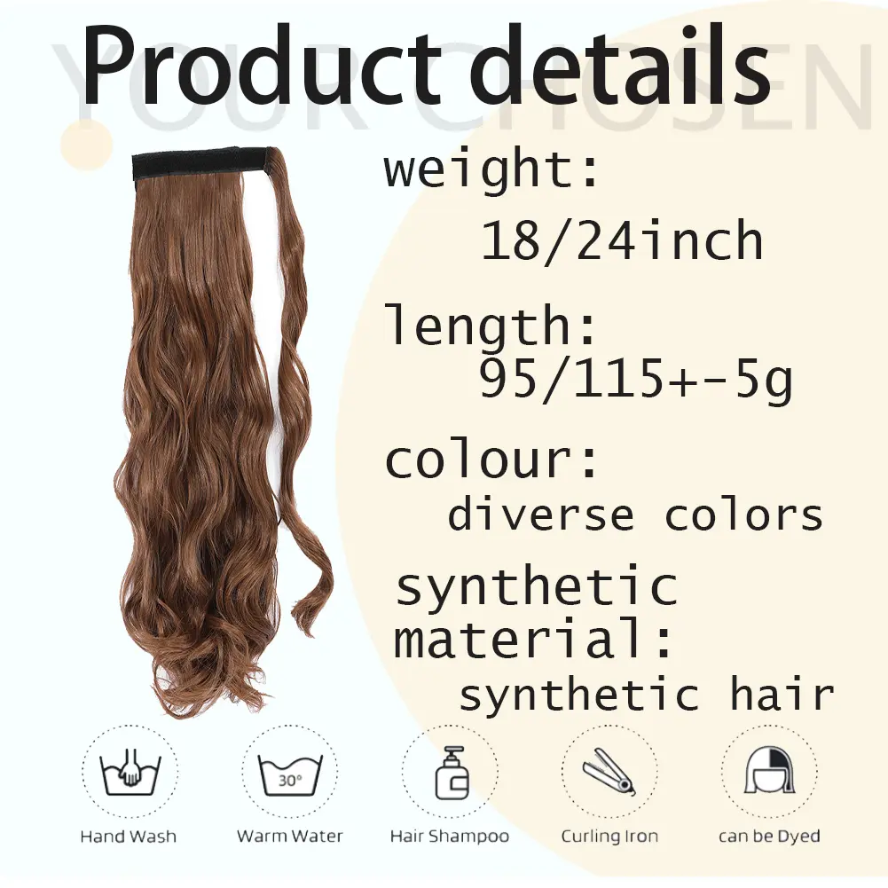Ponytail Extension 18&24 Inch Heat Resistant Synthetic Wavy Hairpiece Wrap Around Pony Tail Hair Extensions for  Women