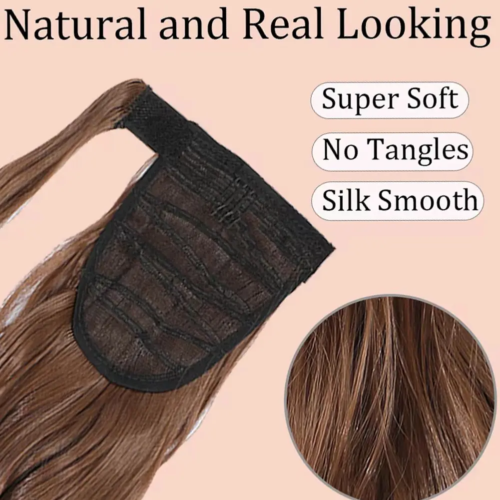 Ponytail Extension 18&24 Inch Heat Resistant Synthetic Wavy Hairpiece Wrap Around Pony Tail Hair Extensions for  Women
