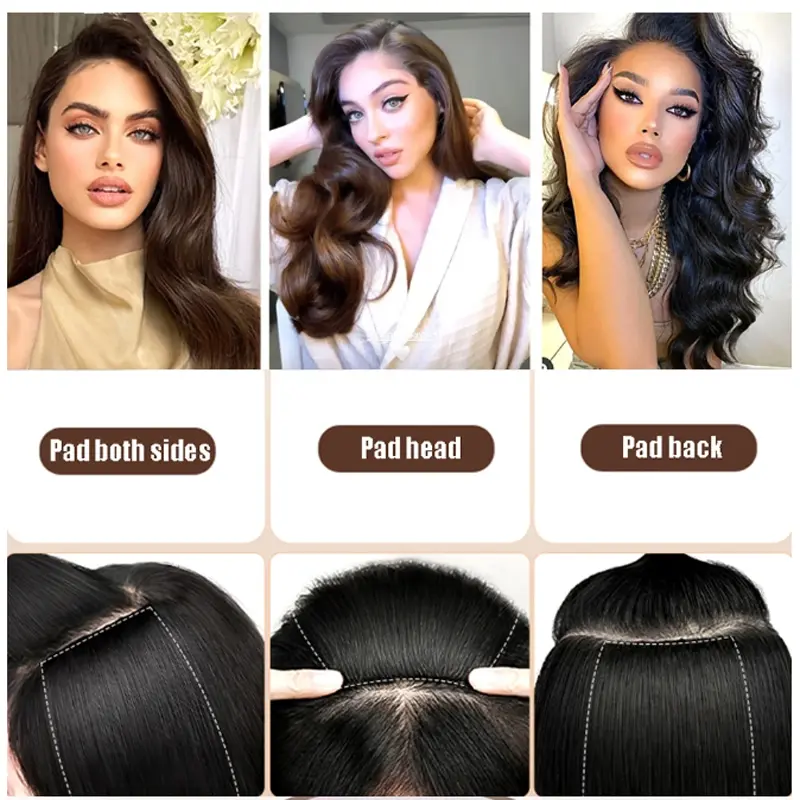H&STAR 30cm Synthetic Short Straight Pad Invisible Hair Extension Lining of Hair Top Side Cover Hairpiece for Women