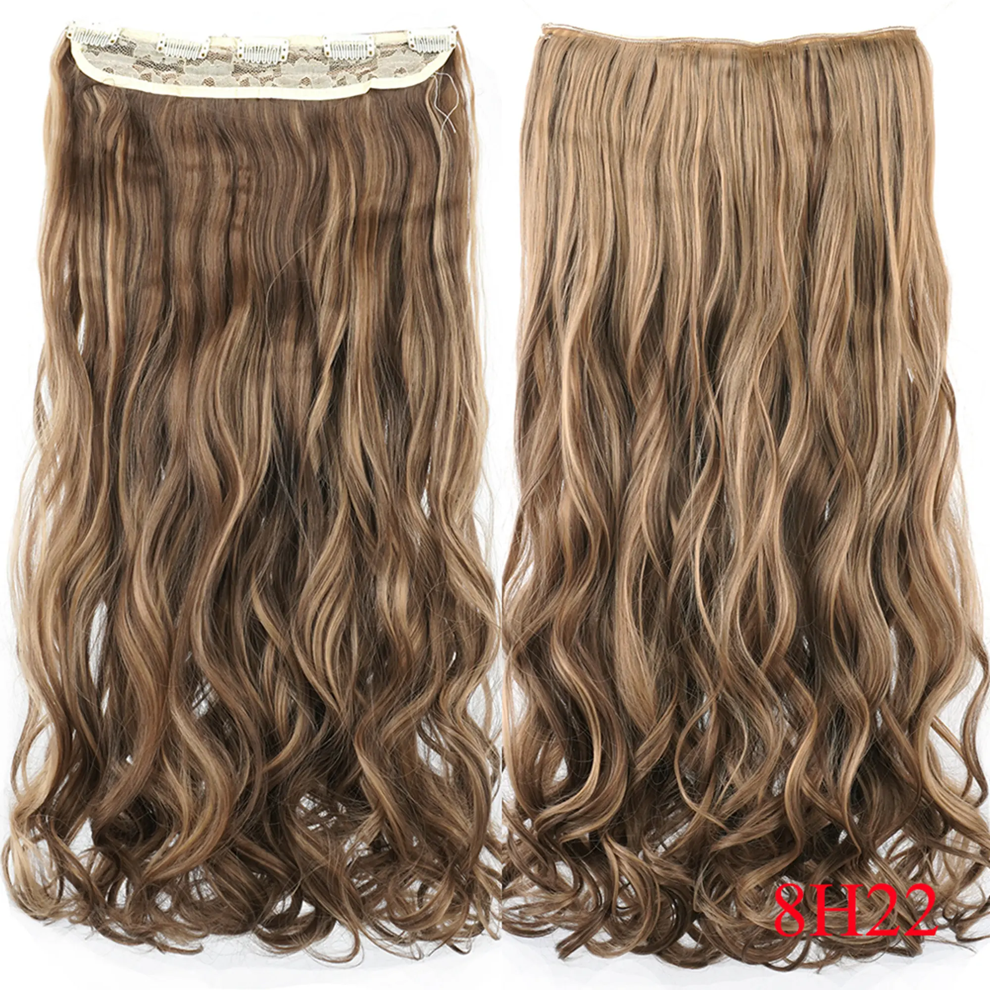 Soowee 24'' 28'' Synthetic Hair Charms Clip In Hair Extensions Dirty Blonde Fake Brown Curly Hair Pieces for Women