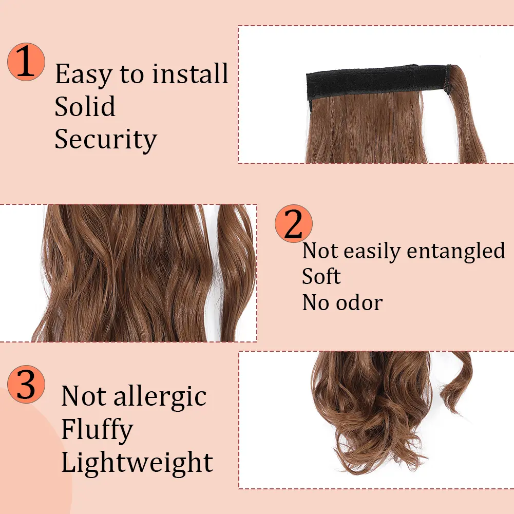 Ponytail Extension 18&24 Inch Heat Resistant Synthetic Wavy Hairpiece Wrap Around Pony Tail Hair Extensions for  Women