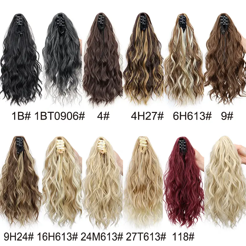 Synthetic 14Inch Short Wavy Brown Blonde Ponytail Hair Extension Claw Clip in Hairpiece   Style for Women