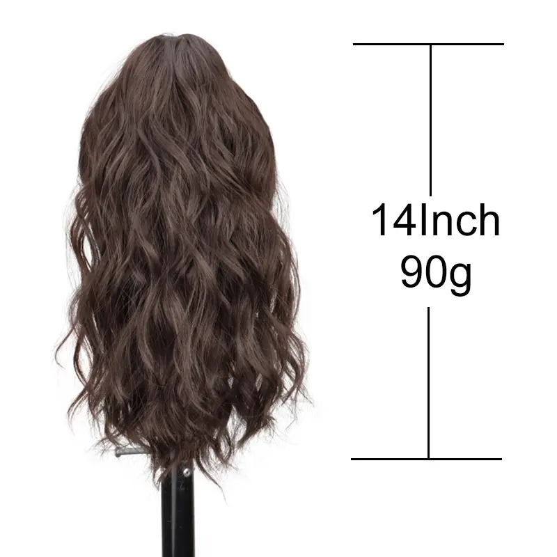 Synthetic 14Inch Short Wavy Brown Blonde Ponytail Hair Extension Claw Clip in Hairpiece   Style for Women