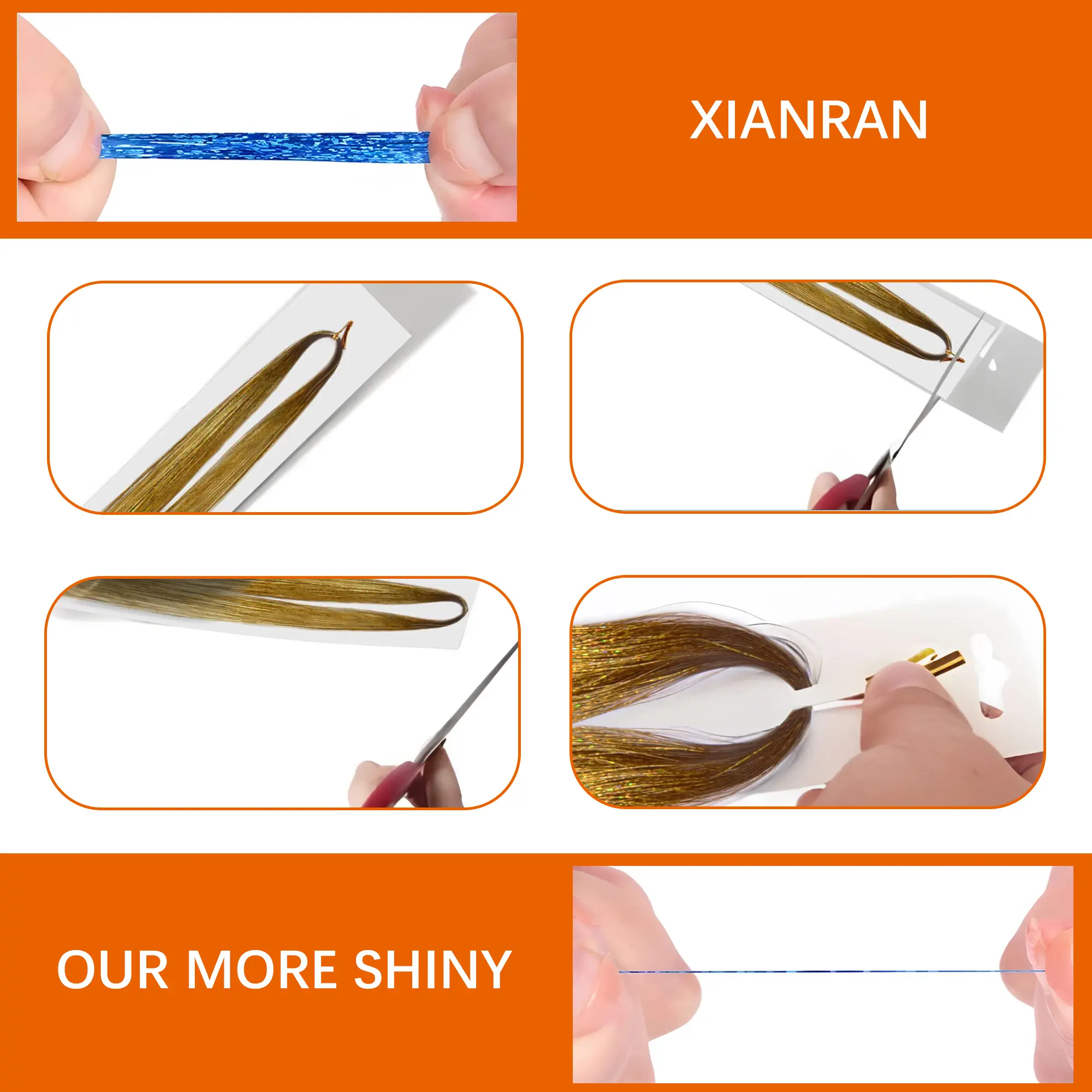 Sparkle Shiny Hair Tinsel Rainbow Silk Hair Extensions Dazzles Women Hippie for Braiding Headdress Long 100cm 120 Strands/bag