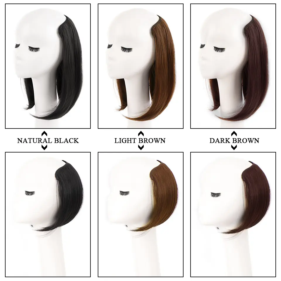 Synthetic Short Hair Pieces Invisible Clip In Hair Pad High Hair Pieces In Hair Extension Fluffy Synthetic Natural Wig For Women