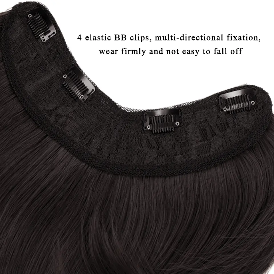 Synthetic Short Hair Pieces Invisible Clip In Hair Pad High Hair Pieces In Hair Extension Fluffy Synthetic Natural Wig For Women