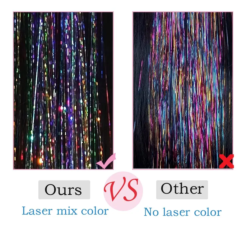 1 Pc Sparkle Shiny Hair Tinsel Hair Extensions Dazzles Women Hippie for Braiding Headdress Hair Braiding Tools Long 100cm