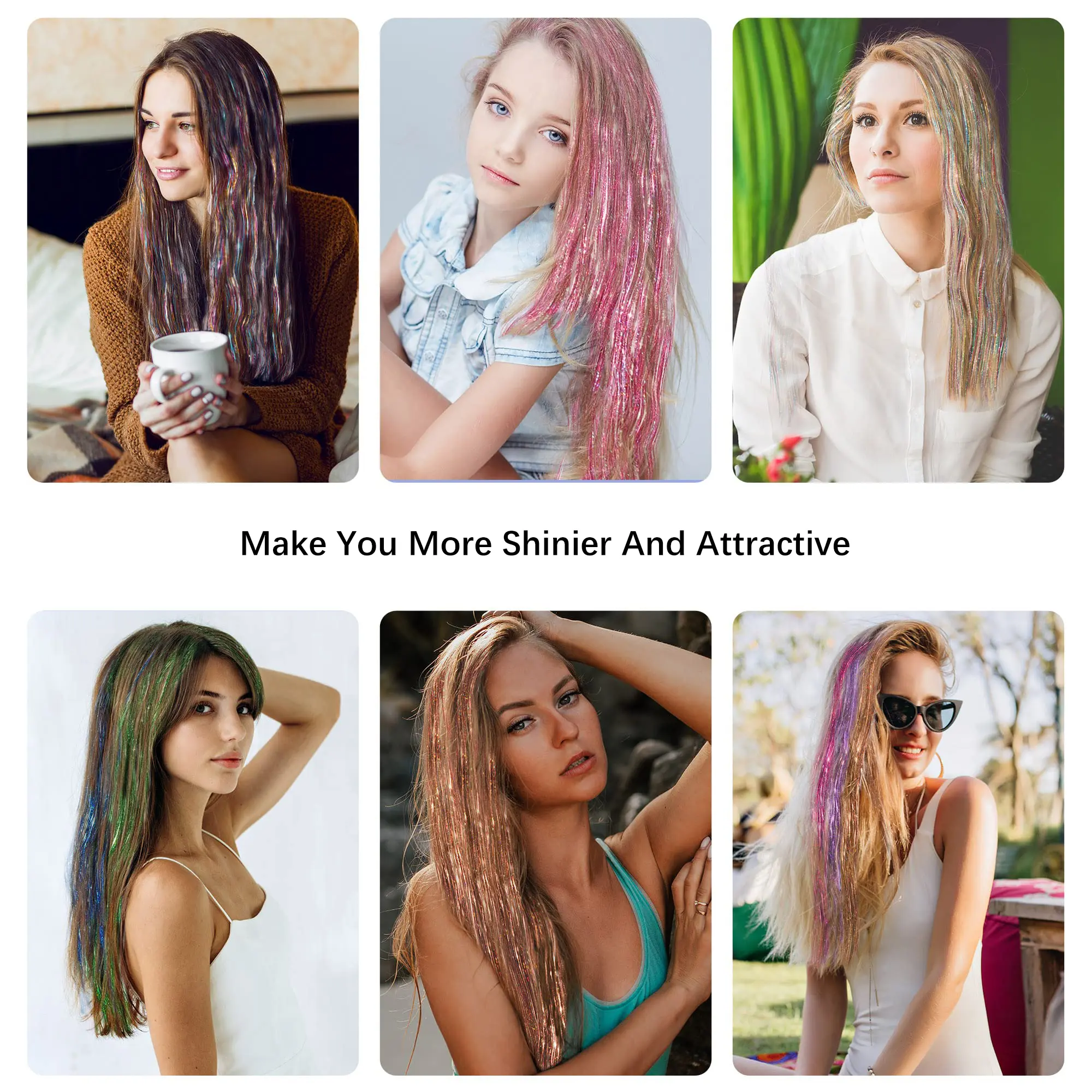 1 Pc Sparkle Shiny Hair Tinsel Hair Extensions Dazzles Women Hippie for Braiding Headdress Hair Braiding Tools Long 100cm