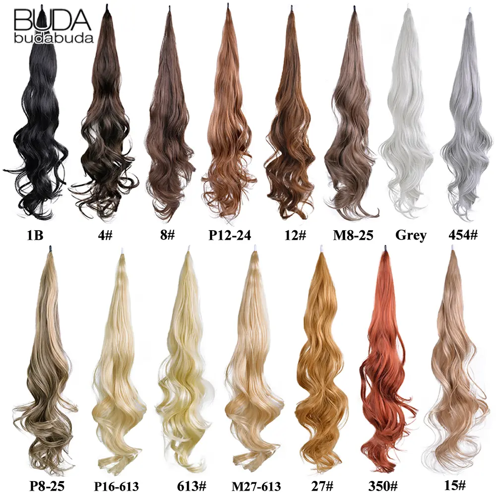Synthetic Flexible Wrap Around PonyTail Extensions 26Iinch Length Ponytail Blonde Black Ponytail Hairpieces For Women Daily Use