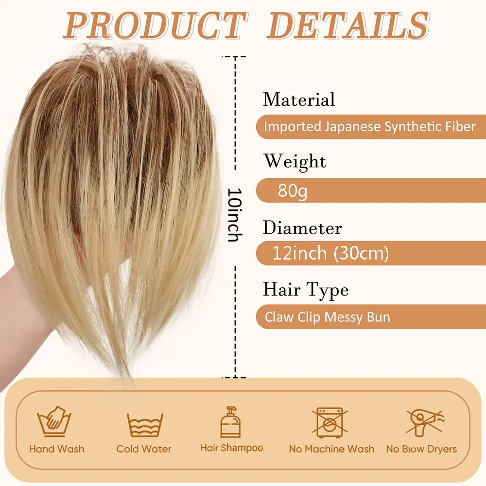 Synthetic Claw Clip In Ponytail Hair Extensions Diy Hairpiece Hair Bun Fake Blonde False Pigtail Tousled Updo Hair for Women