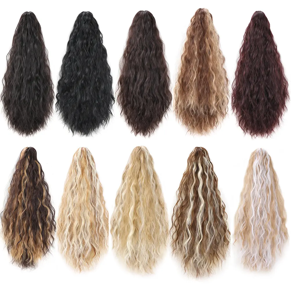 Ponytail Extension Claw Corn Wavy Clip in Hairpiece Ponytail Hair Extensions Long Pony Tail Synthetic for Women