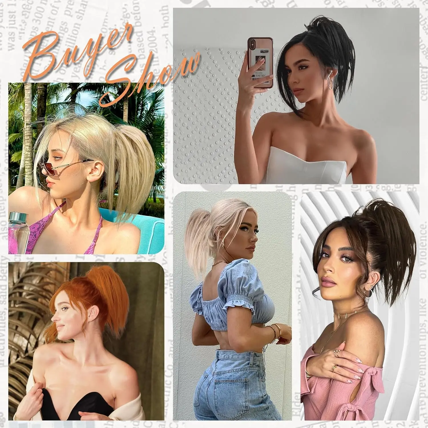 Synthetic Claw Clip In Ponytail Hair Extensions Diy Hairpiece Hair Bun Fake Blonde False Pigtail Tousled Updo Hair for Women