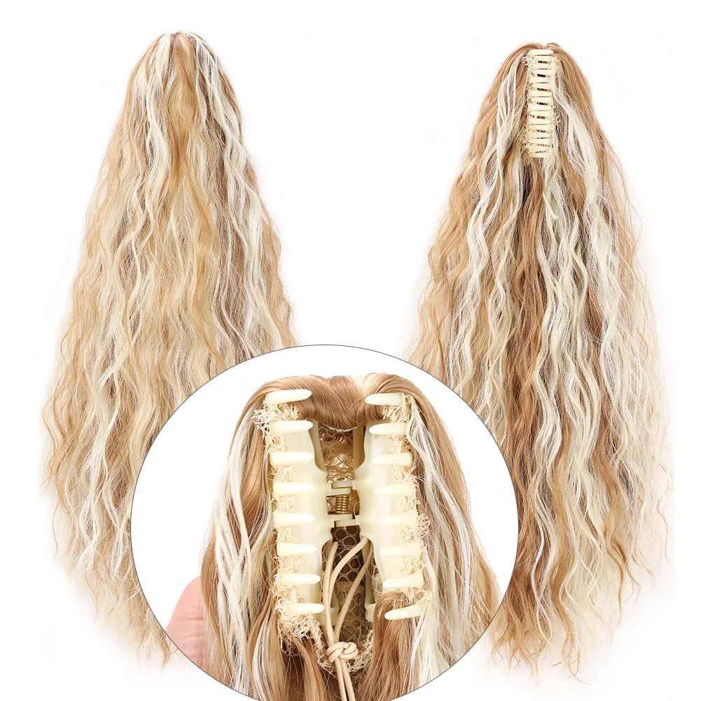 Ponytail Extension Claw Corn Wavy Clip in Hairpiece Ponytail Hair Extensions Long Pony Tail Synthetic for Women