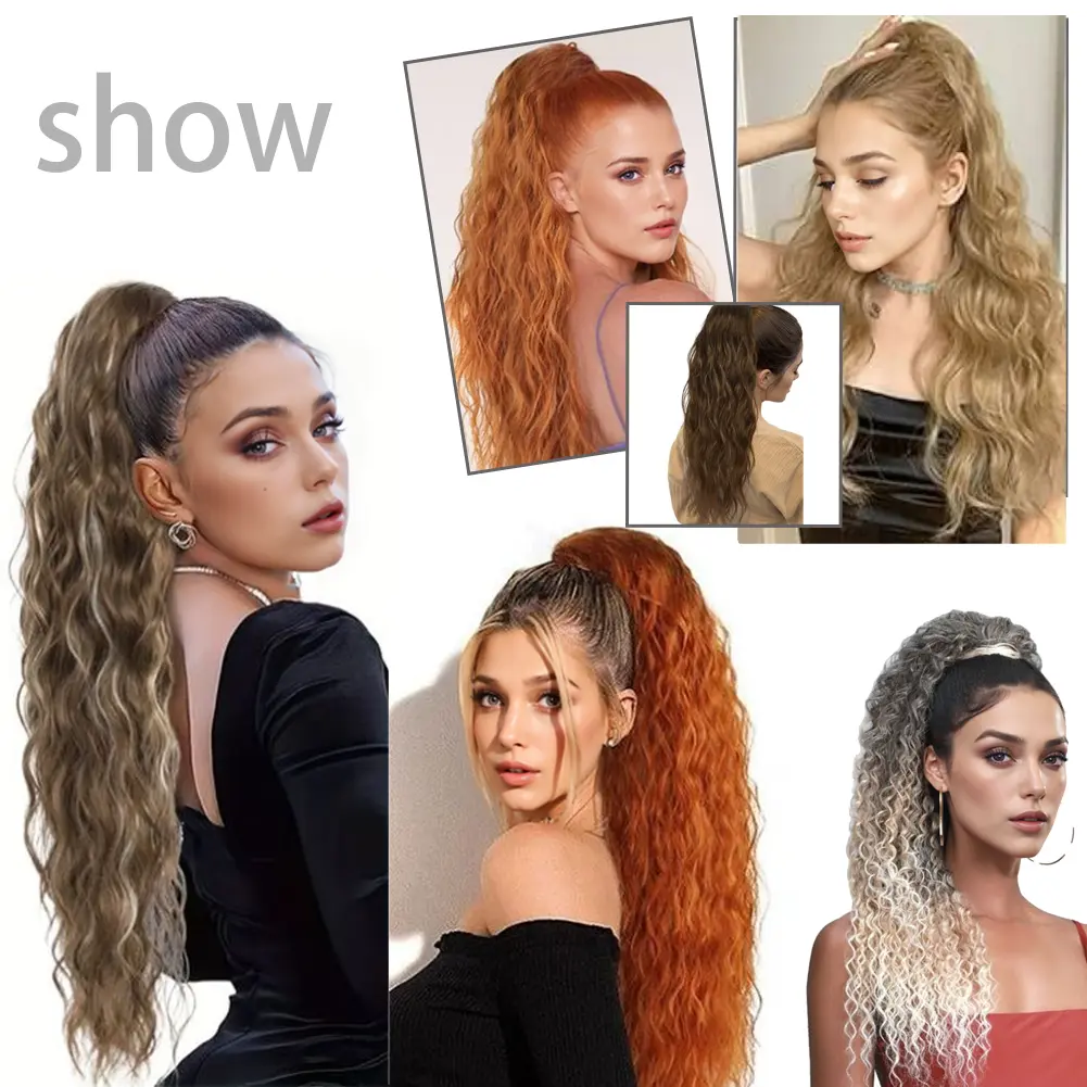 Ponytail Extension Claw Corn Wavy Clip in Hairpiece Ponytail Hair Extensions Long Pony Tail Synthetic for Women
