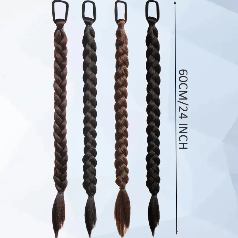 LUPU 1Piece Synthetic Braided Ponytail Extension For Women 24 Inch Braided Ponytail Extensions With Elastic Band For Daily Party
