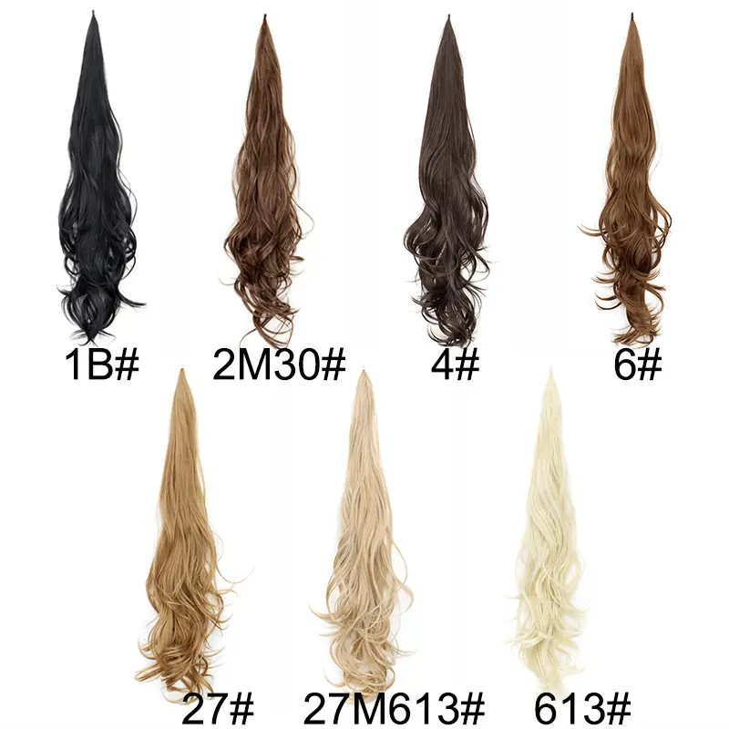 WIGSIN Synthetic 32Inch Long Curly Wave Ponytail Hair Extension Flexible Wrap Around Fake Hairpiece for Women