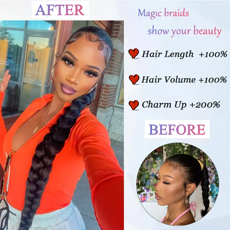 LUPU 1Piece Synthetic Braided Ponytail Extension For Women 24 Inch Braided Ponytail Extensions With Elastic Band For Daily Party