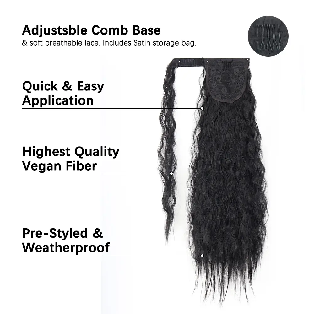 LISI GIRL Synthetic 22/34 Inches Wrap Ponytail Long Afro Curly Hair Extensions Hairpieces Pony Tail Fake Hair Heat Resistant