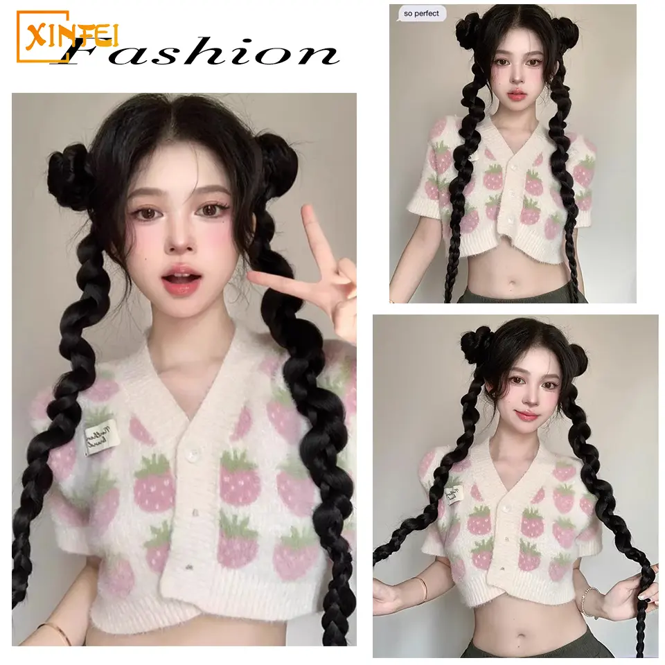 27-inch Synthetic Wig Female Ponytail Twist Long Braid Sweet Cool Spice Girl Boxing Braid Fluffy Long Twisted Braid Wig