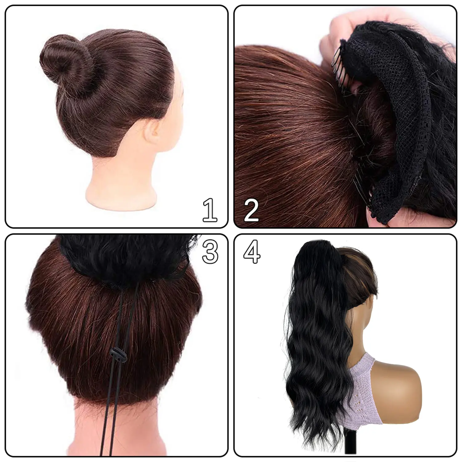 Synthetic Ponytail Hair Extension 18 Inch Long Wavy Drawstring Ponytail for Women Daily Use Clip in Pony Tail Hairpiece