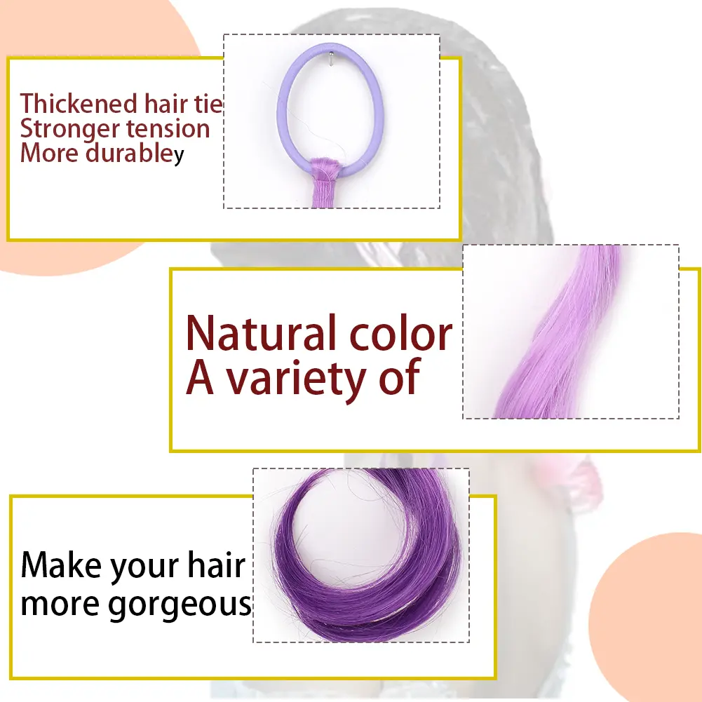 Colored Hair Extensions Synthetic 14"  Lightweight Colored Hair Extensions for Kids Curly Ponytail Extension with Elastic Tie