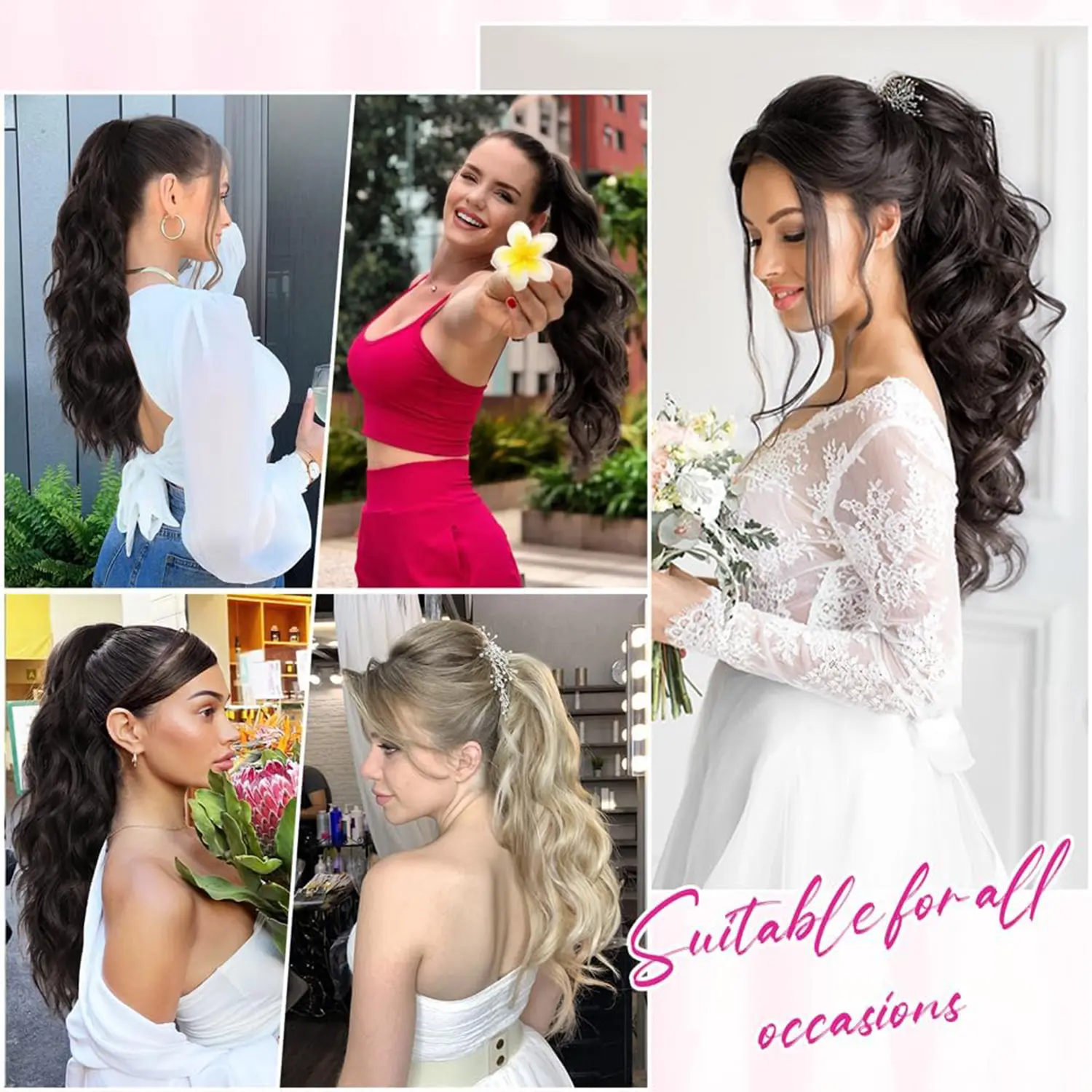 Synthetic Ponytail Hair Extension 18 Inch Long Wavy Drawstring Ponytail for Women Daily Use Clip in Pony Tail Hairpiece