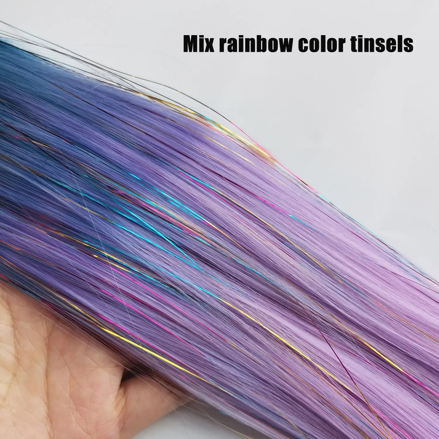 Purple Blue Tinsel Ponytail Extension with Elastic Hair Tie Glitter Braiding Hair For Kids Girls Crazy Hair Day Brave Hair