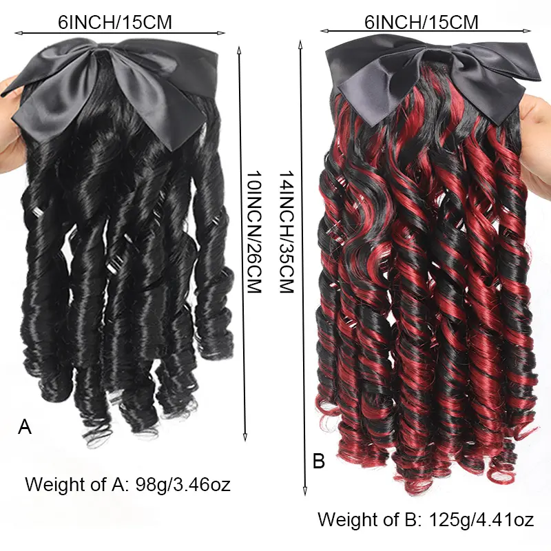 LUPU Synthetic Bow Ponytail Extensions For Women Girls Retro Style Puffy Curl Ponytail Hair Accessories For Daily Party Festival