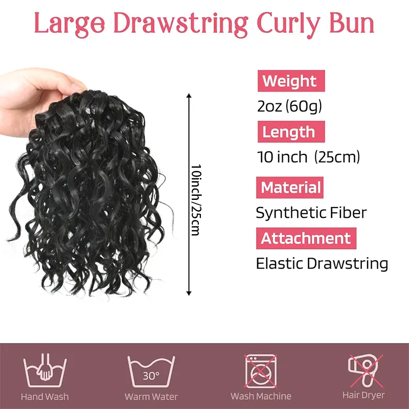 LUPU Ponytail Extension 10 Inch Short Wavy Curly Ponytails Drawstring Ponytail for Black Women