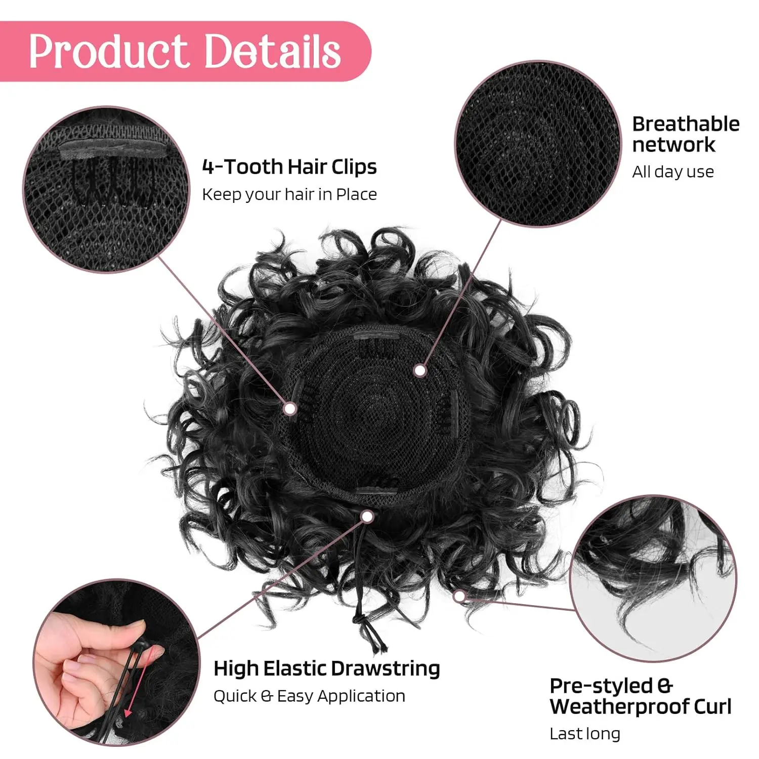 LUPU Ponytail Extension 10 Inch Short Wavy Curly Ponytails Drawstring Ponytail for Black Women