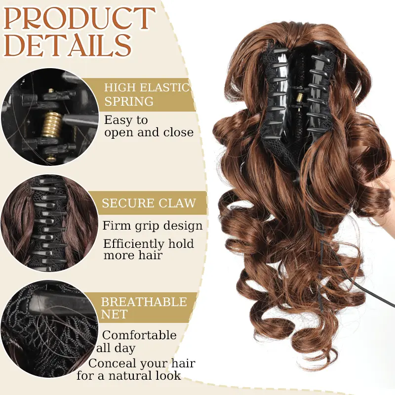 LUPU Ponytail Extension 12" Claw Clip in Short Curly Wavy Pony Tails Hair Extensions Jaw Clip on Ponytail Hairpiece for Women