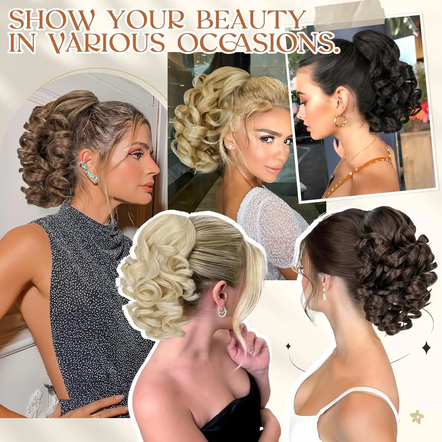 LUPU Ponytail Extension 12" Claw Clip in Short Curly Wavy Pony Tails Hair Extensions Jaw Clip on Ponytail Hairpiece for Women
