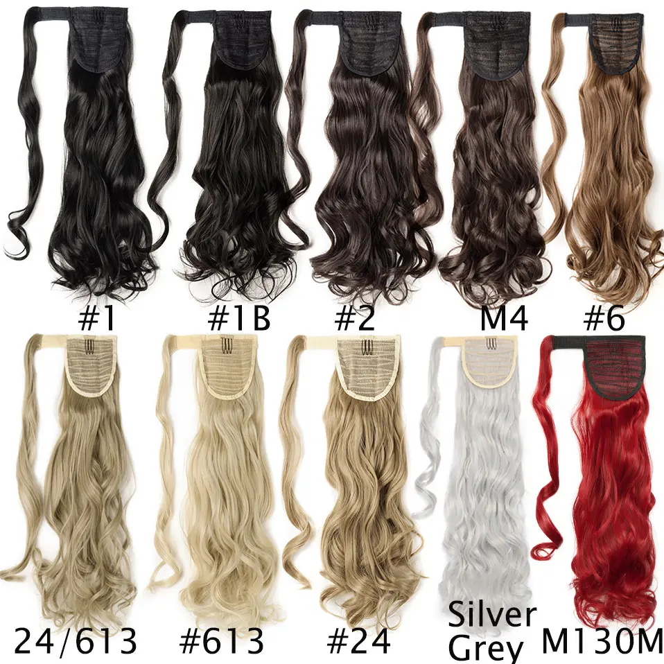 S-noilite Synthetic 17inch Long Wavy Natural Ponytail Clip In Pony Tail Hairpiece Wrap Around Ponytail Extension Hair for Women