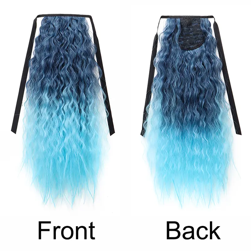 WIGSIN 24Inch Synthetic Long Kinky Curly Ponytail Curly Hairpieces Ombre Colored Drawstring Clip On Hair Extensions for Women