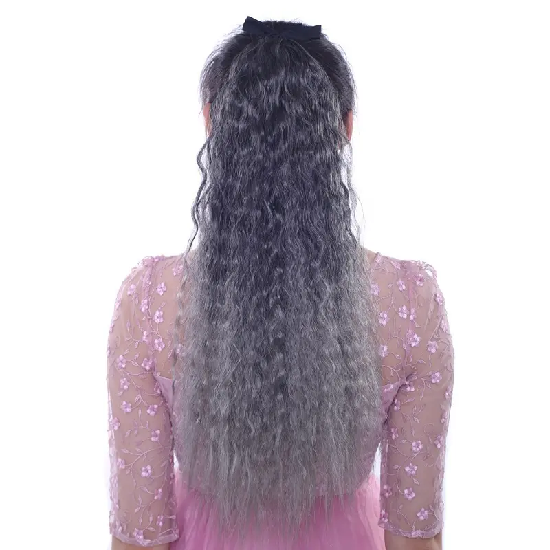 WIGSIN 24Inch Synthetic Long Kinky Curly Ponytail Curly Hairpieces Ombre Colored Drawstring Clip On Hair Extensions for Women